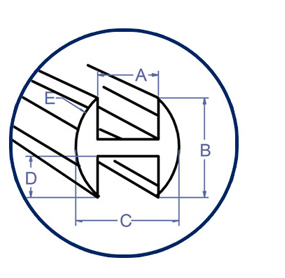 An illustration of rounded  lead with dimensions of parts delineated